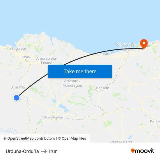 Urduña-Orduña to Irun map