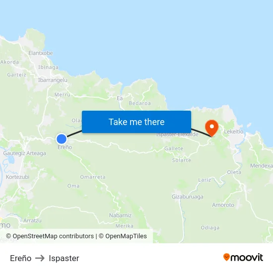 Ereño to Ispaster map