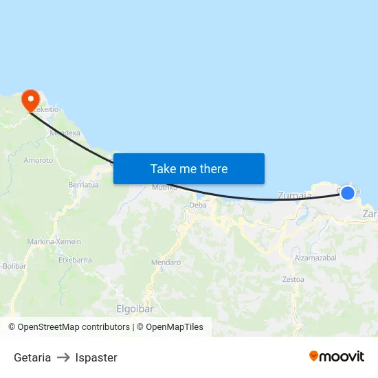 Getaria to Ispaster map