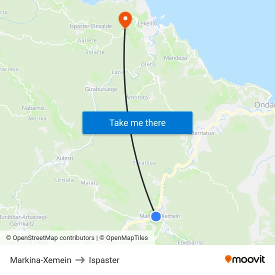 Markina-Xemein to Ispaster map