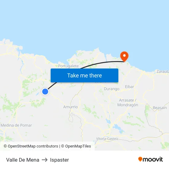 Valle De Mena to Ispaster map