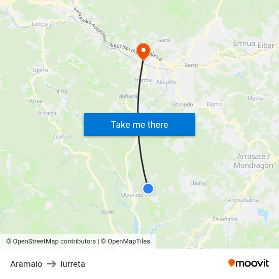 Aramaio to Iurreta map