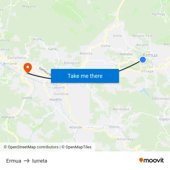 Ermua to Iurreta map