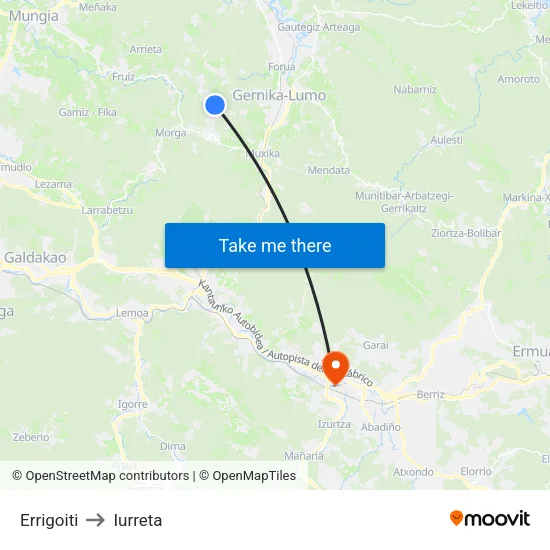 Errigoiti to Iurreta map