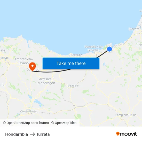 Hondarribia to Iurreta map