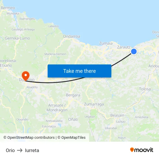 Orio to Iurreta map