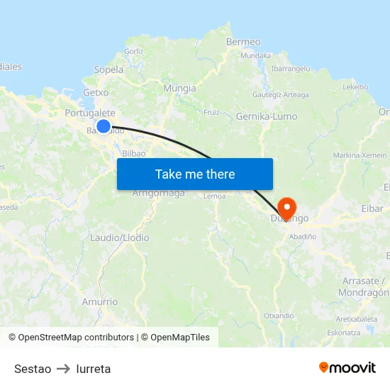 Sestao to Iurreta map