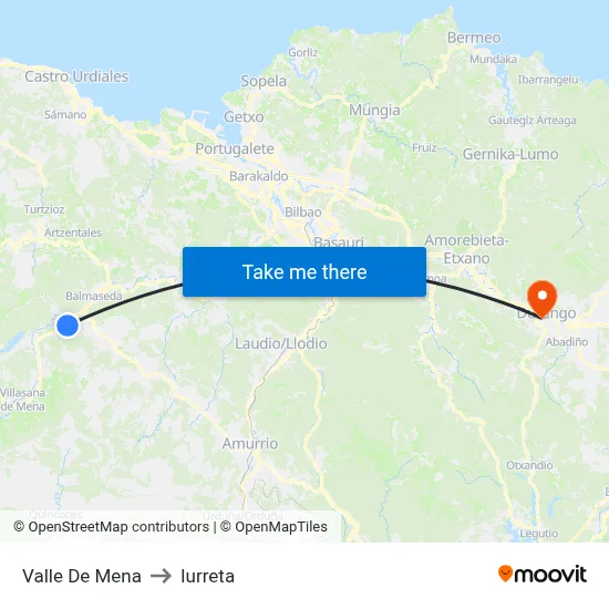 Valle De Mena to Iurreta map