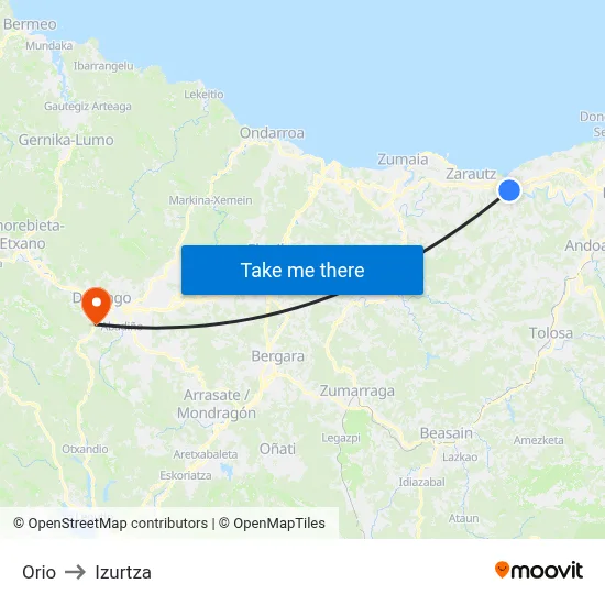 Orio to Izurtza map