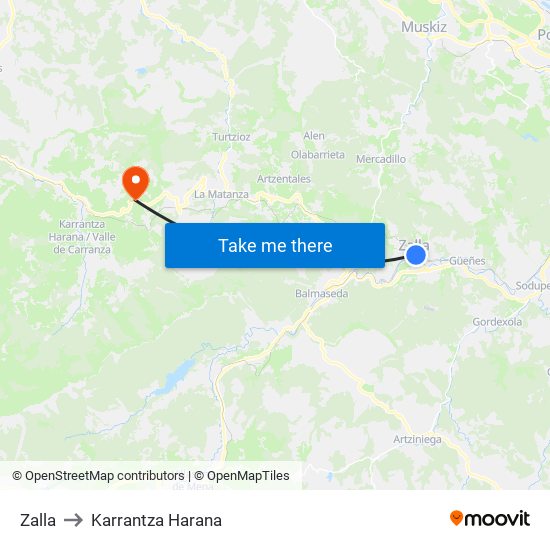 Zalla to Karrantza Harana map