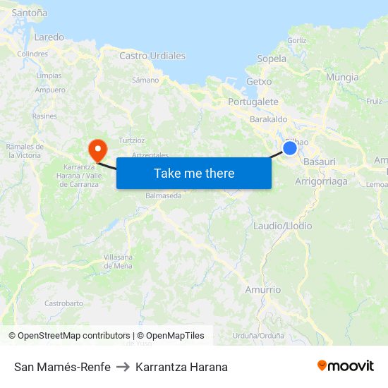 San Mamés-Renfe to Karrantza Harana map
