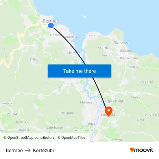 Bermeo to Kortezubi map