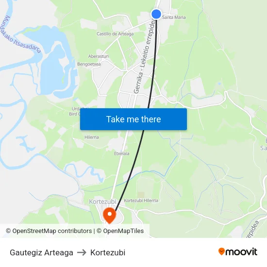 Gautegiz Arteaga to Kortezubi map