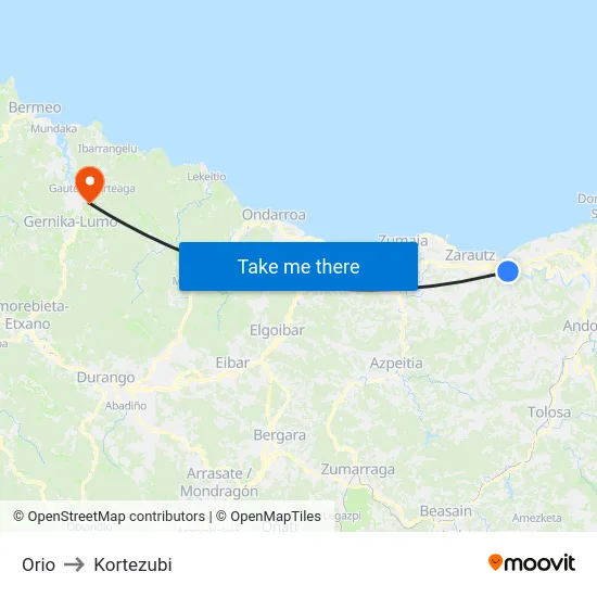 Orio to Kortezubi map