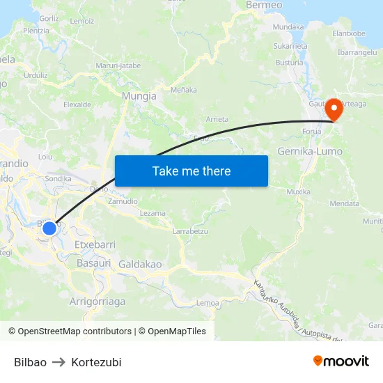 Bilbao to Kortezubi map