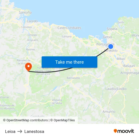 Leioa to Lanestosa map