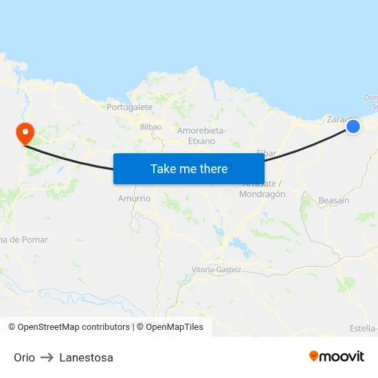 Orio to Lanestosa map
