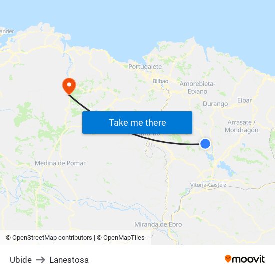 Ubide to Lanestosa map