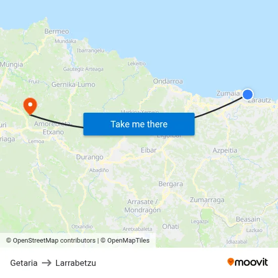 Getaria to Larrabetzu map