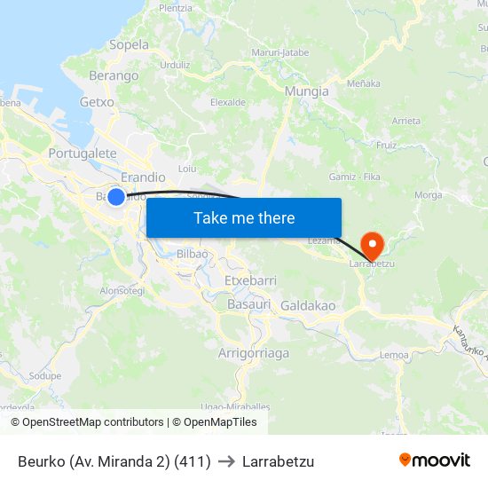 Beurko (Av. Miranda 2) (411) to Larrabetzu map