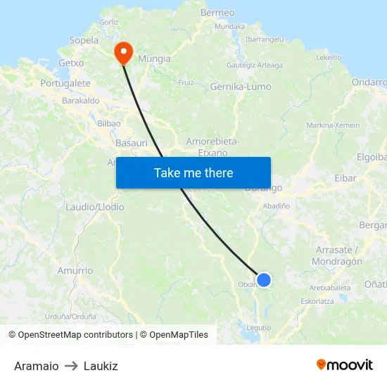 Aramaio to Laukiz map
