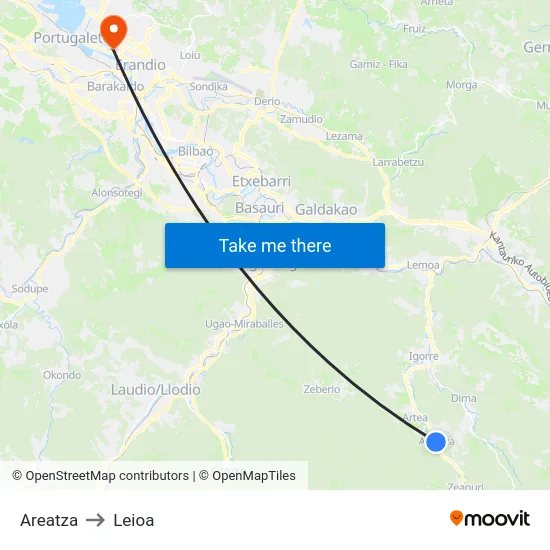 Areatza to Leioa map