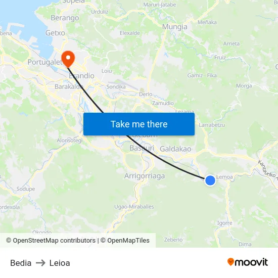 Bedia to Leioa map