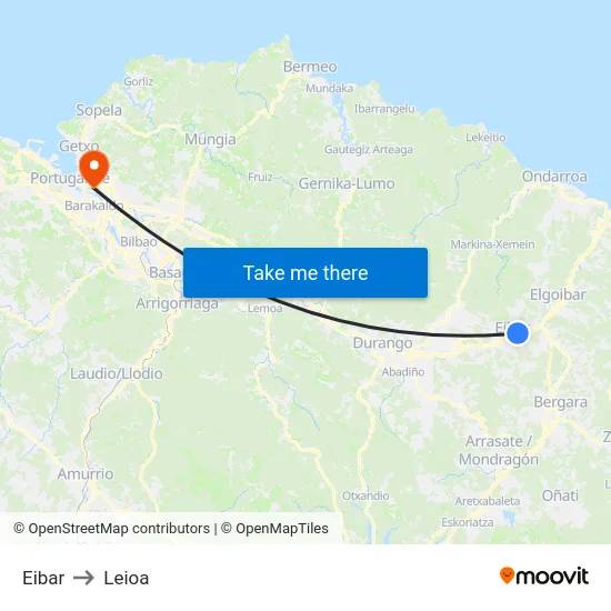 Eibar to Leioa map