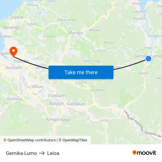 Gernika-Lumo to Leioa map