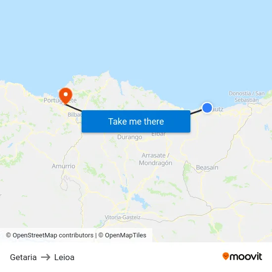 Getaria to Leioa map