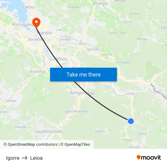 Igorre to Leioa map