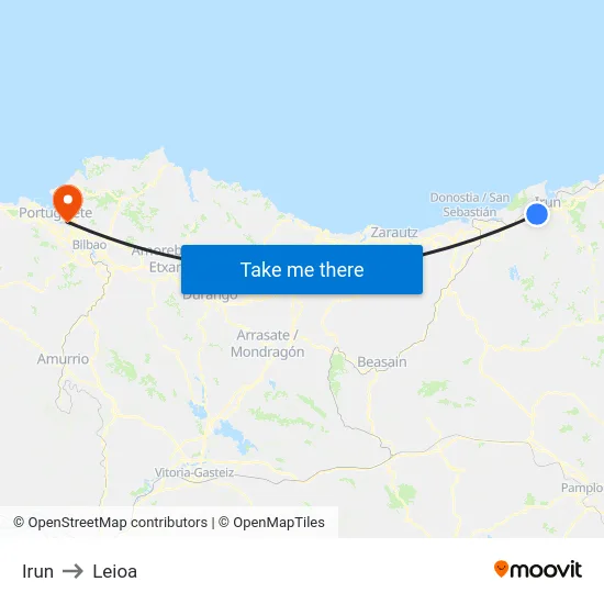 Irun to Leioa map