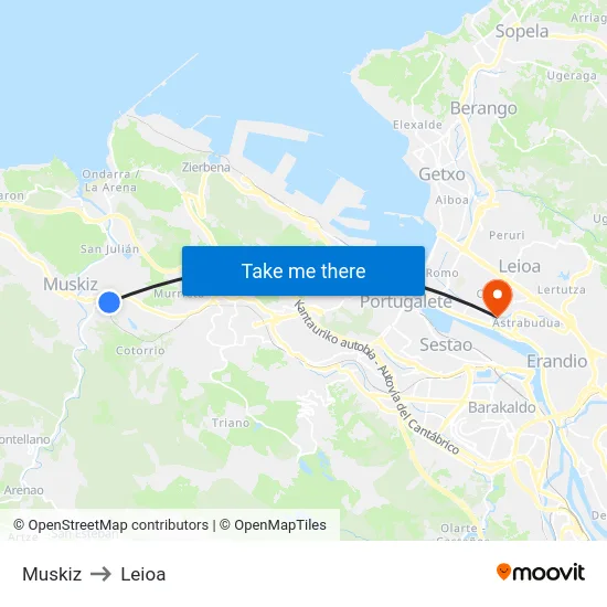 Muskiz to Leioa map