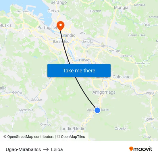 Ugao-Miraballes to Leioa map