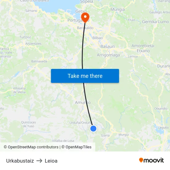 Urkabustaiz to Leioa map