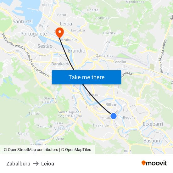 Zabalburu to Leioa map