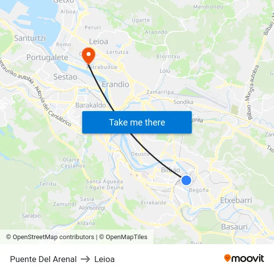 Puente Del Arenal to Leioa map