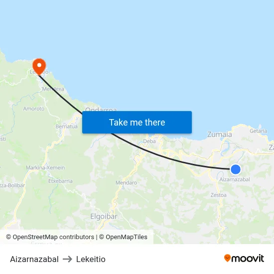 Aizarnazabal to Lekeitio map