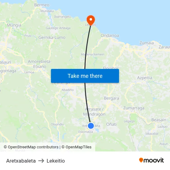 Aretxabaleta to Lekeitio map