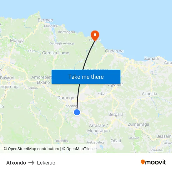 Atxondo to Lekeitio map