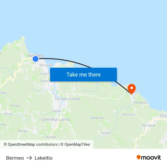 Bermeo to Lekeitio map