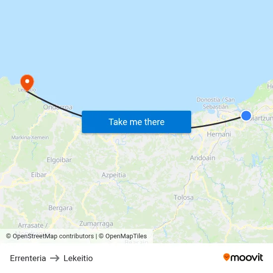 Errenteria to Lekeitio map