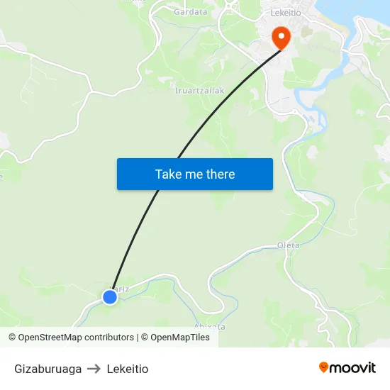 Gizaburuaga to Lekeitio map