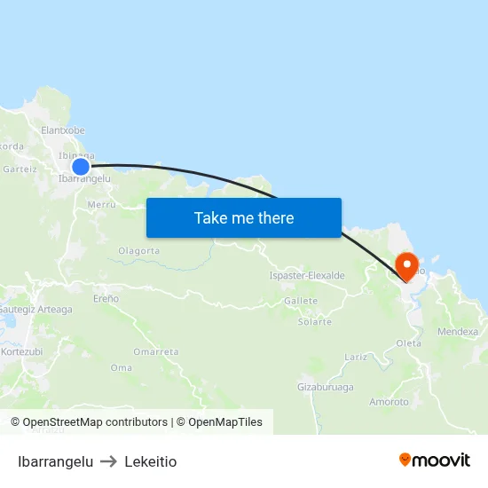 Ibarrangelu to Lekeitio map