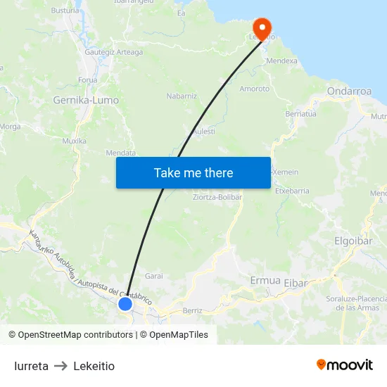 Iurreta to Lekeitio map