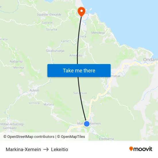 Markina-Xemein to Lekeitio map