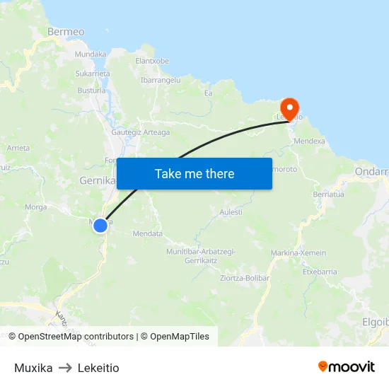 Muxika to Lekeitio map