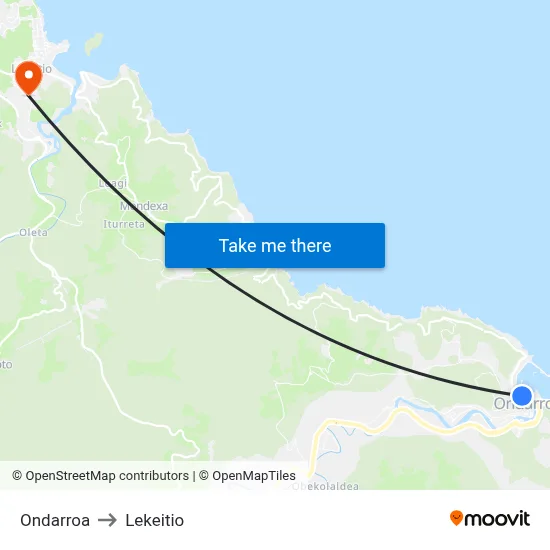 Ondarroa to Lekeitio map