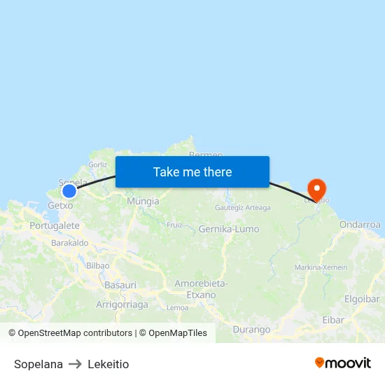 Sopelana to Lekeitio map
