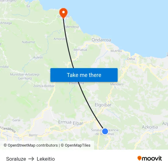Soraluze to Lekeitio map